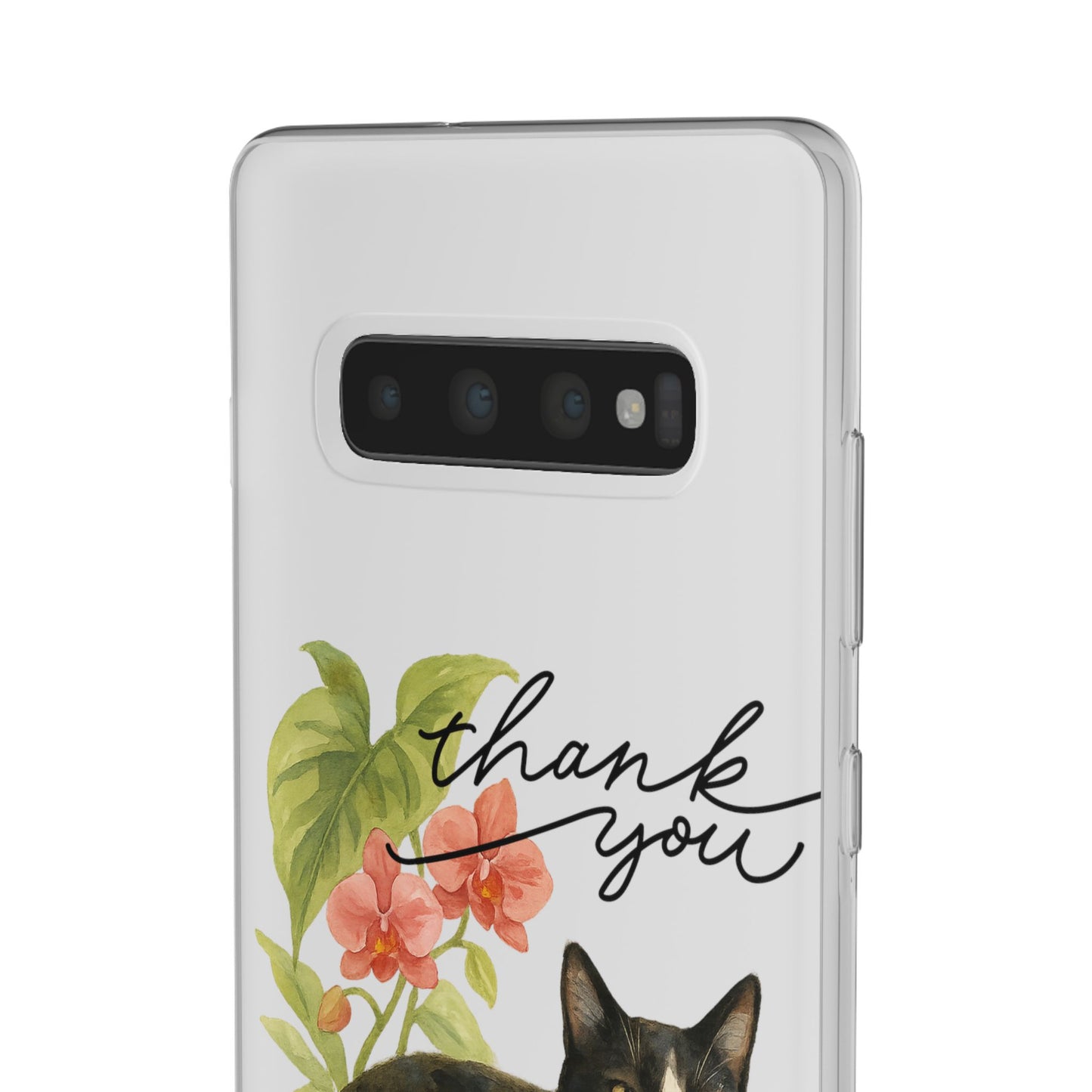 62A Cute Cat Thank You Phone Case – Flexible Matte TPU Slim Cover for iPhone & Android Gift