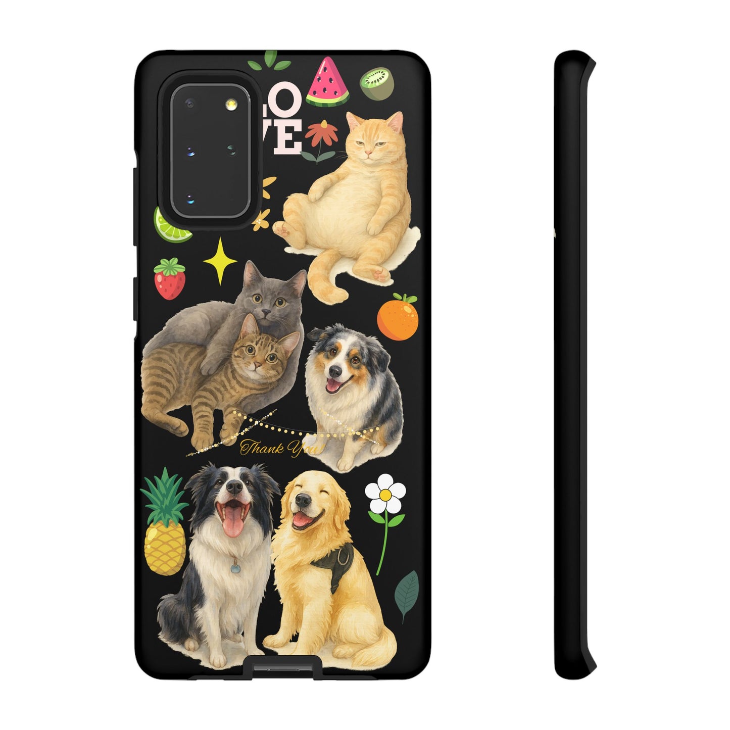 60A-8 Dog and Cat Printed Dual-Layer Phone Case In Black – Glossy or Matte Finish – iPhone & Android Compatible