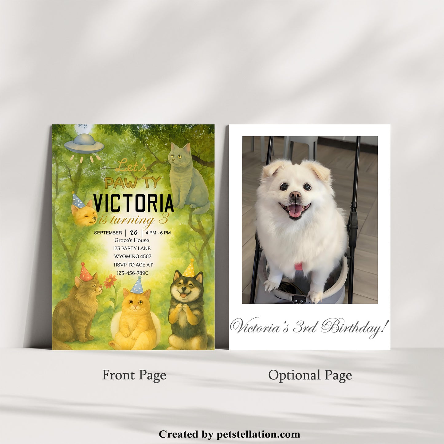 30A1 Editable Pet Birthday Invitation Canva Template – Dog or Cat Party Invite – 5x7” Custom Printable Card