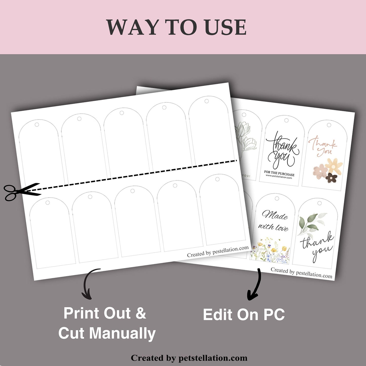 46E Printable Canva Blank Tag Templates | 10 Pages of Blank PNG / PDF Label Sheets – Oval, Semi-Circle, Rectangle & Trapezoid (With & Without Holes)