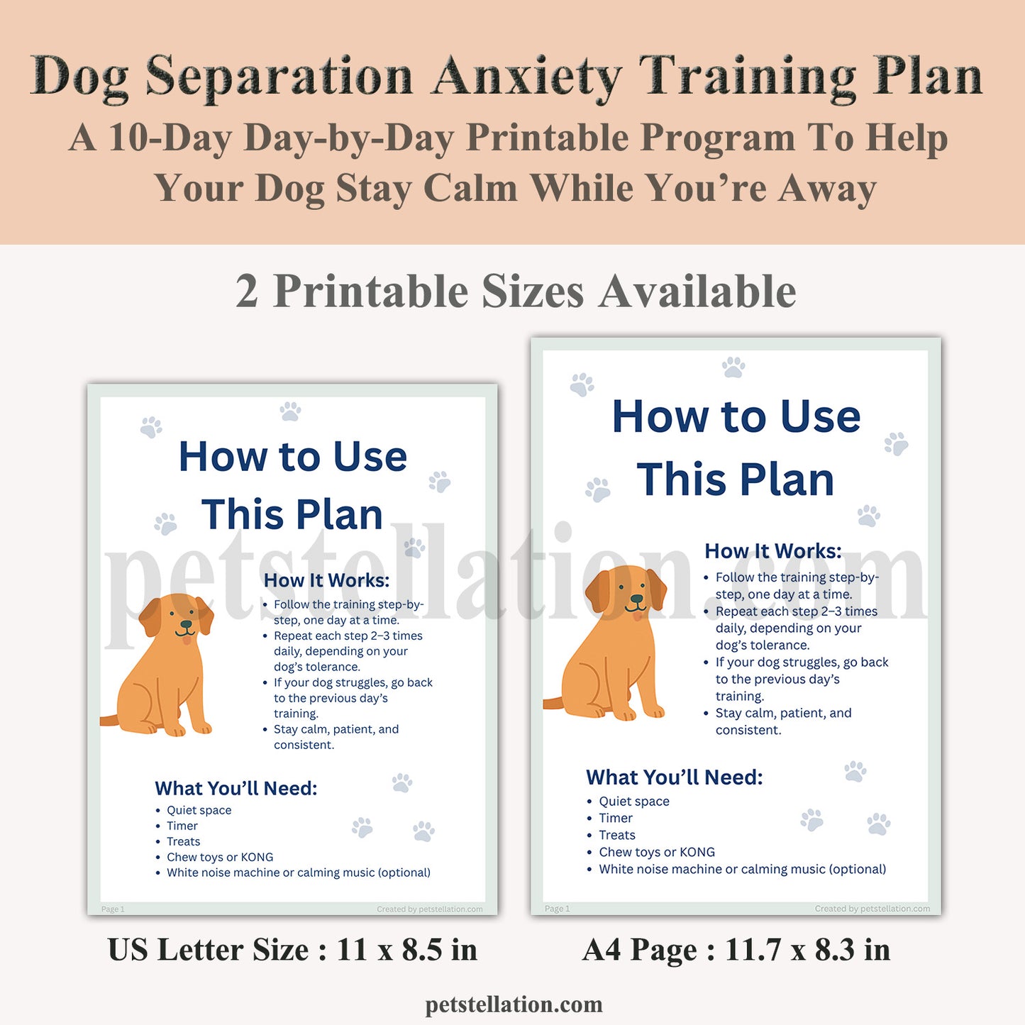 01F6 Dog Separation Anxiety Training Plan (Printable PDF) – 10-Day Step-by-Step Behavior Tracker