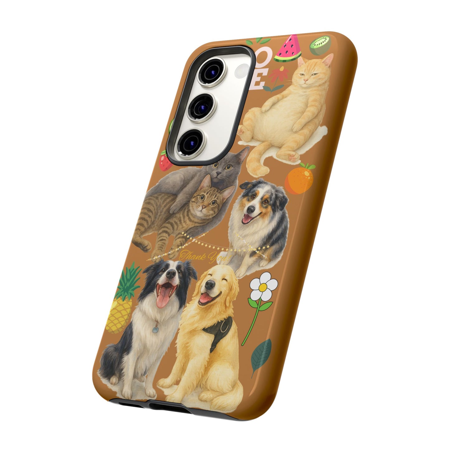 60A-9 Dog and Cat Printed Dual-Layer Phone Case In Light Brown – Glossy or Matte Finish – iPhone & Android Compatible
