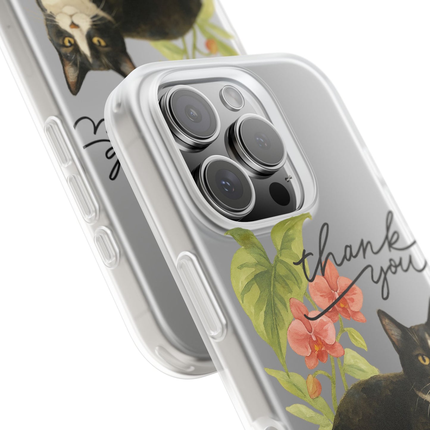 62A Cute Cat Thank You Phone Case – Flexible Matte TPU Slim Cover for iPhone & Android Gift