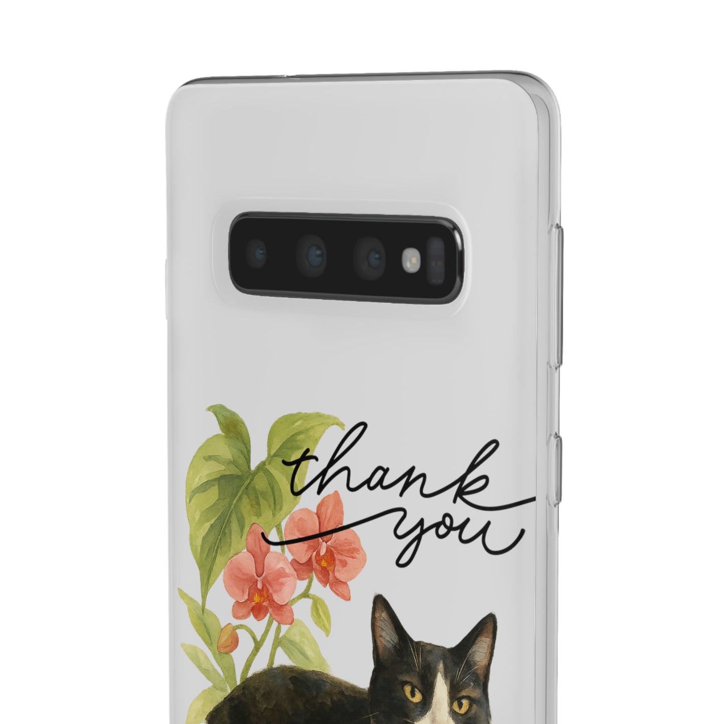 62A Cute Cat Thank You Phone Case – Flexible Matte TPU Slim Cover for iPhone & Android Gift