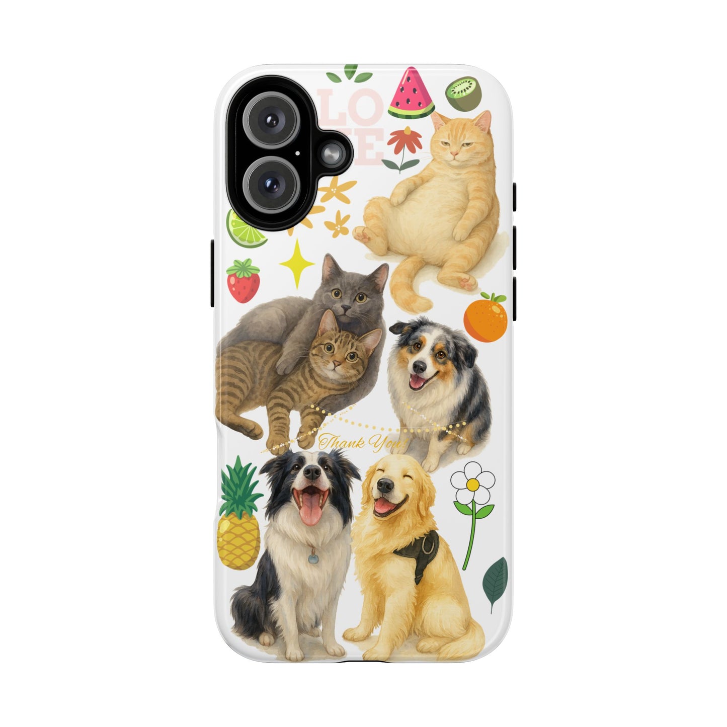 60A Dog and Cat Printed Dual-Layer Phone Case In White – Glossy or Matte Finish – iPhone & Android Compatible