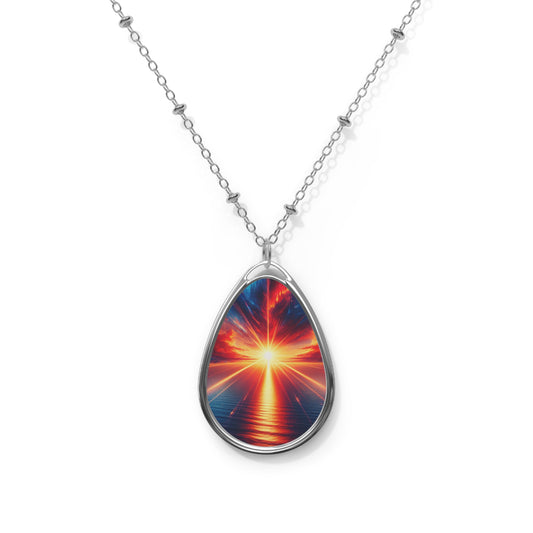 53B2 Radiant Sunrise Oval Pendant Necklace – Inspirational Nature Jewelry Gift