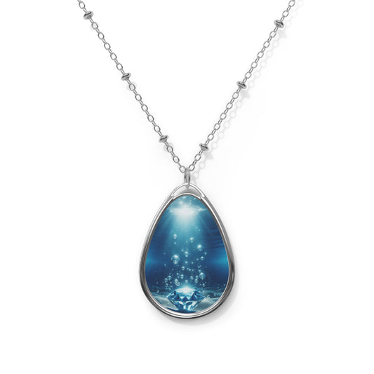 53B2-2 Ocean Energy Oval Pendant Necklace – Underwater Light-Inspired Jewelry