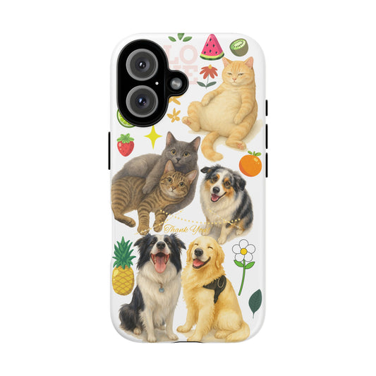 60A Dog and Cat Printed Dual-Layer Phone Case In White – Glossy or Matte Finish – iPhone & Android Compatible