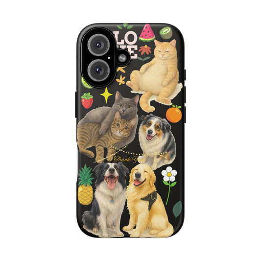 60A-8 Dog and Cat Printed Dual-Layer Phone Case In Black – Glossy or Matte Finish – iPhone & Android Compatible