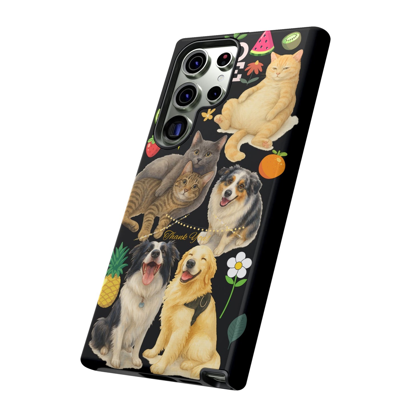 60A-8 Dog and Cat Printed Dual-Layer Phone Case In Black – Glossy or Matte Finish – iPhone & Android Compatible