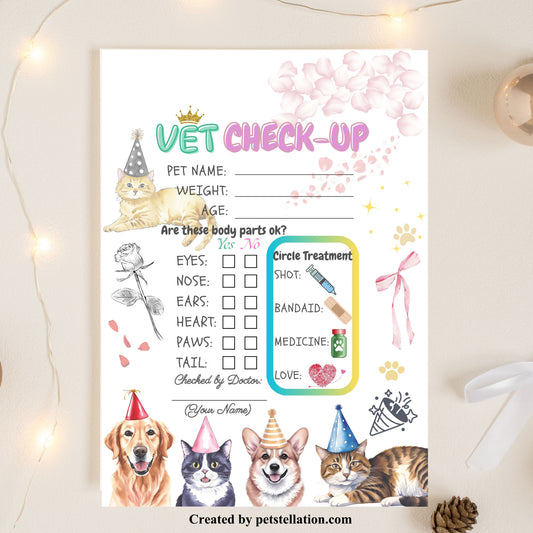 20A Vet Check-Up Card In 10 Languages – Multilingual Pet Birthday & Wellness Gift