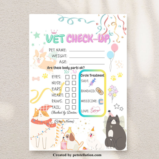20D Vet Check-Up Card in 10 Languages – Pet Wellness Gift for Dog & Cat Birthdays or Anniversaries