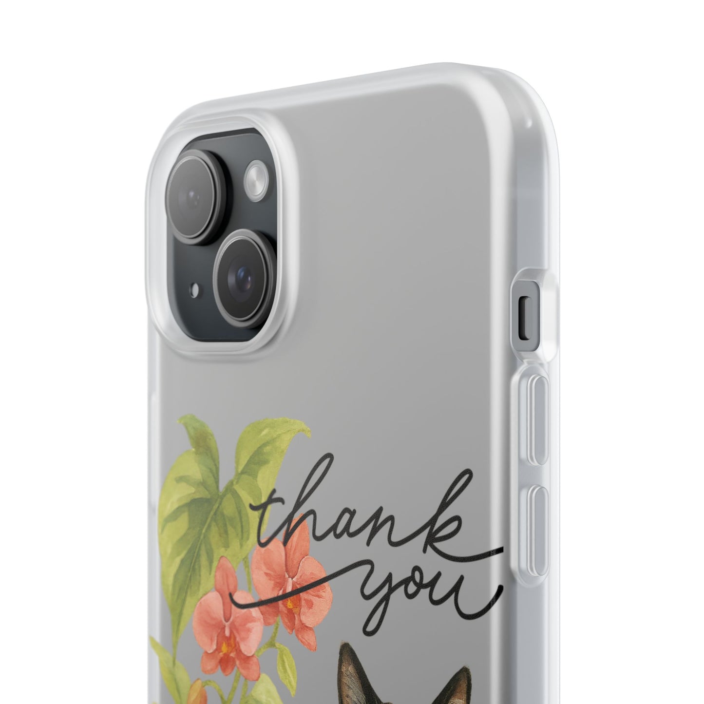 62A Cute Cat Thank You Phone Case – Flexible Matte TPU Slim Cover for iPhone & Android Gift