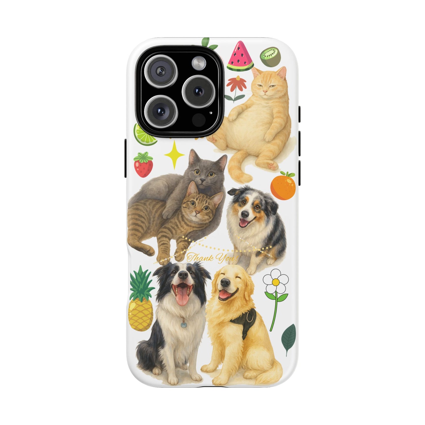 60A Dog and Cat Printed Dual-Layer Phone Case In White – Glossy or Matte Finish – iPhone & Android Compatible