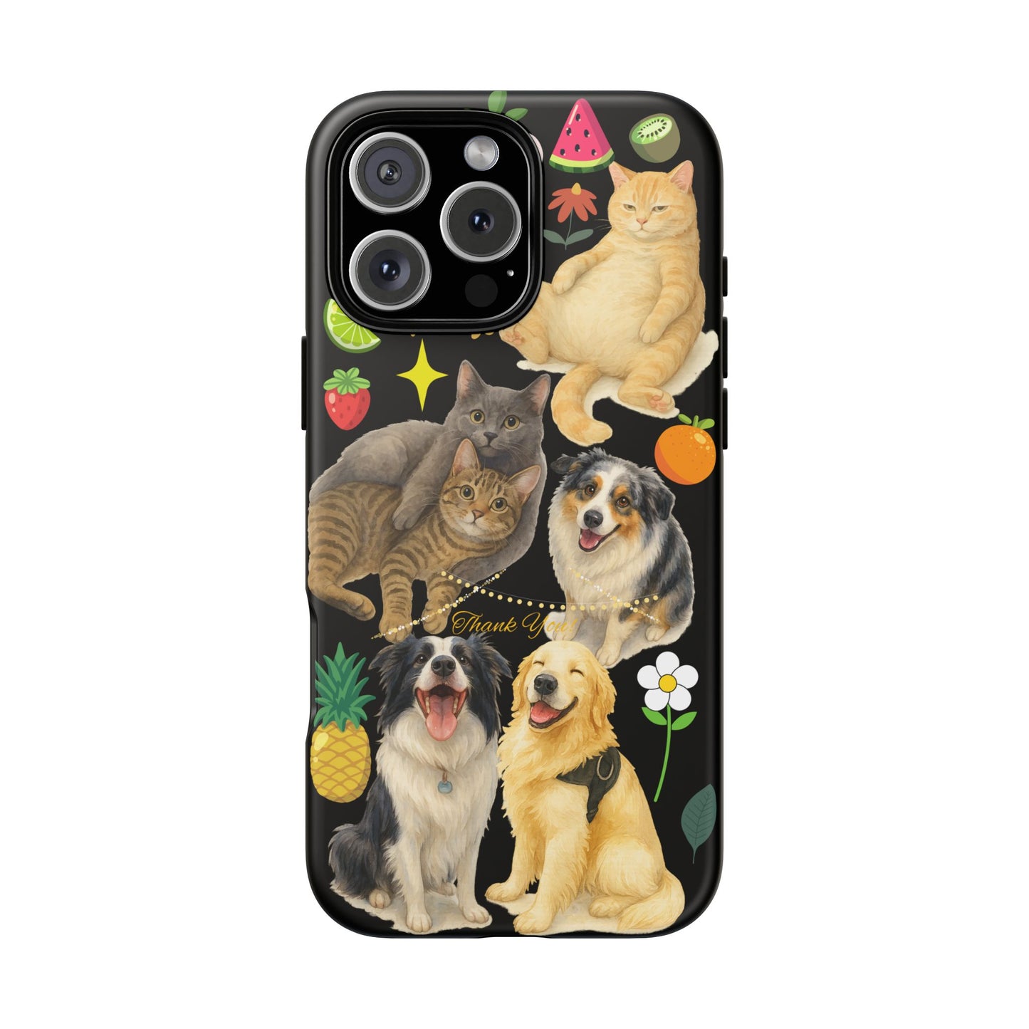 60A-8 Dog and Cat Printed Dual-Layer Phone Case In Black – Glossy or Matte Finish – iPhone & Android Compatible