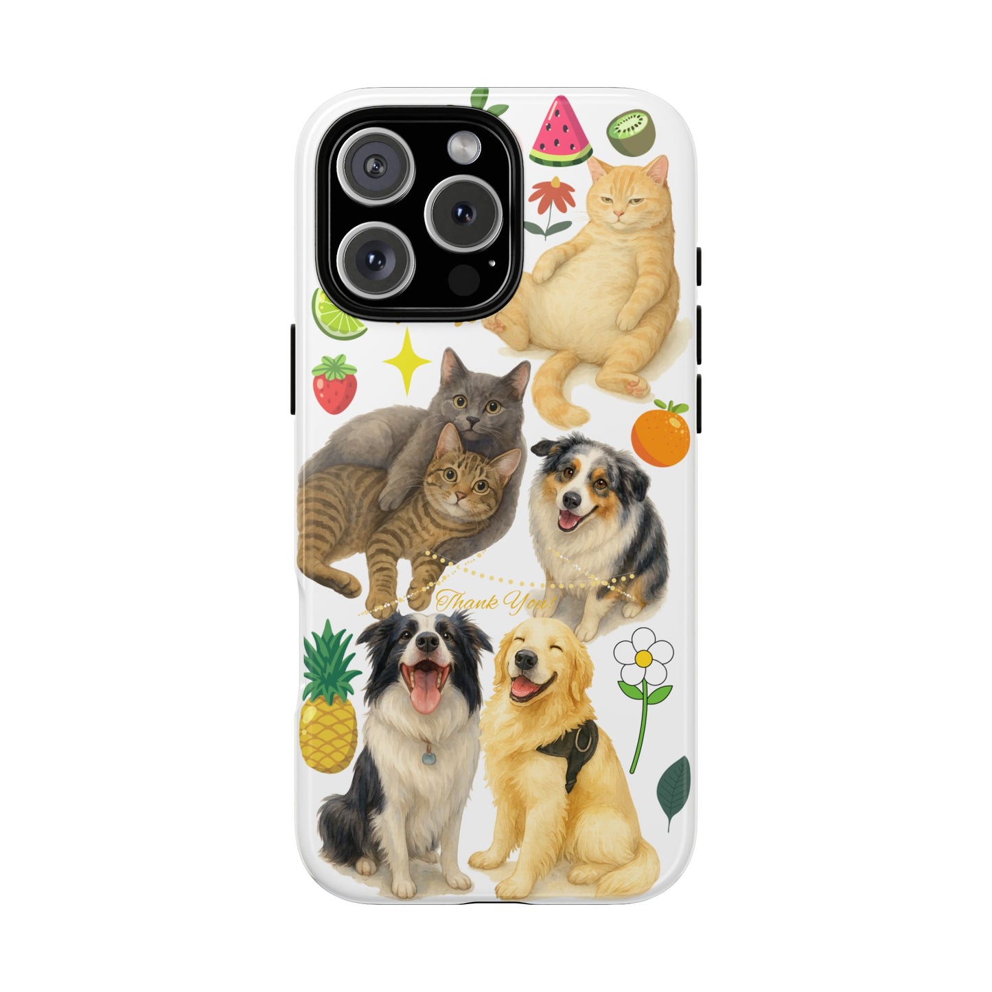 60A Dog and Cat Printed Dual-Layer Phone Case In White – Glossy or Matte Finish – iPhone & Android Compatible