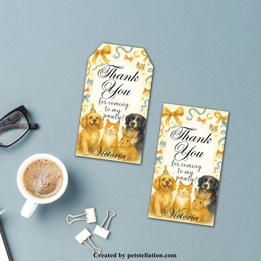 46A9 Elegant Watercolor Animal Thank You Tag – Printable Canva Template (2 Shapes, Editable Text)
