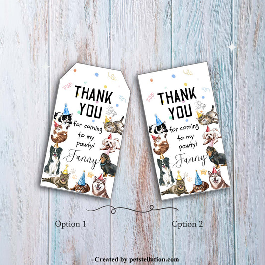 40A Adorable Watercolor Cat & Dog Thank You Tags – Editable Canva Templates