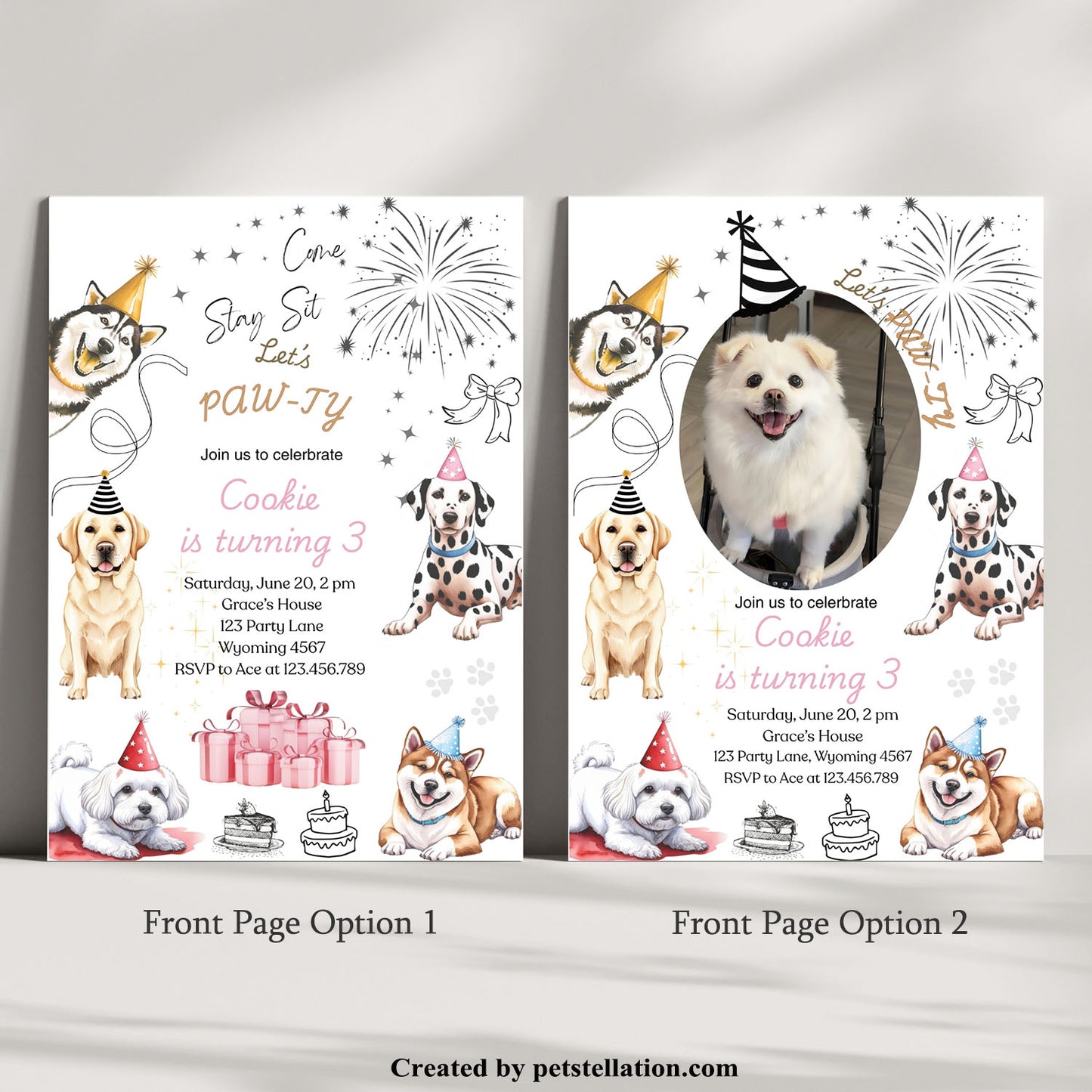 31A Editable Dog Birthday & Gotcha Day Invitation – Canva Pet Party Card Template