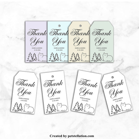 42E9 Minimalist Cat Christmas Thank You Tags – Editable Canva Template + Printable PDF & PNG | Gift Tags, Party Labels, Holiday Favor Tags
