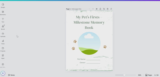 00D6 Pet Memory Keepsake Bundle – Editable Canva Templates for Milestones, Monthly Photo Log & Birthday Records