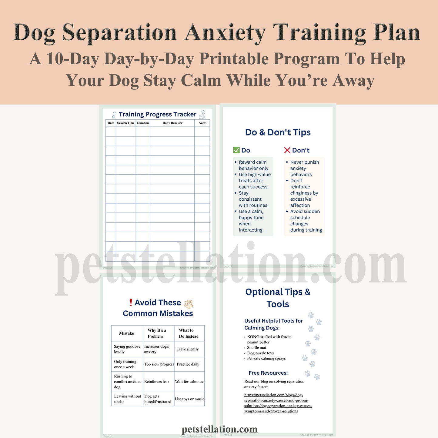01F6 Dog Separation Anxiety Training Plan (Printable PDF) – 10-Day Step-by-Step Behavior Tracker
